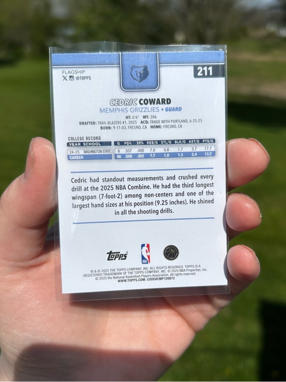 Topps Cedric Coward Memphis Grizzlies Card - rookie - Picture 3 of 3